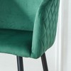 Velvet Upholstered Counter Stool with Ergonomic Curved Back and Metal Frame, Set of 2 for Living Room - 2 of 4