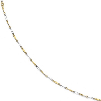 Black Bow Jewelry 10k Two Tone Gold Polished 2.5mm Fancy Link Anklet, 9-10 Inch