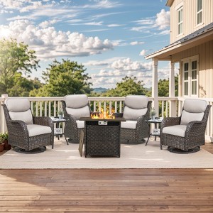 Gymojoy  Outdoor 5 Inch Gliders Chairs with Fire Pit Table Patio Funiture - 1 of 4