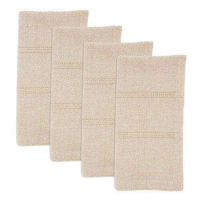 Natural Cotton Linen Stripe Napkin Set of 4