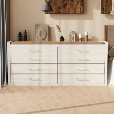 FUFU&GAGA White Multi - drawer Storage Cabinet: Quiet Slides, Stylish Handles, Ideal for Bedroom & Closet Organization