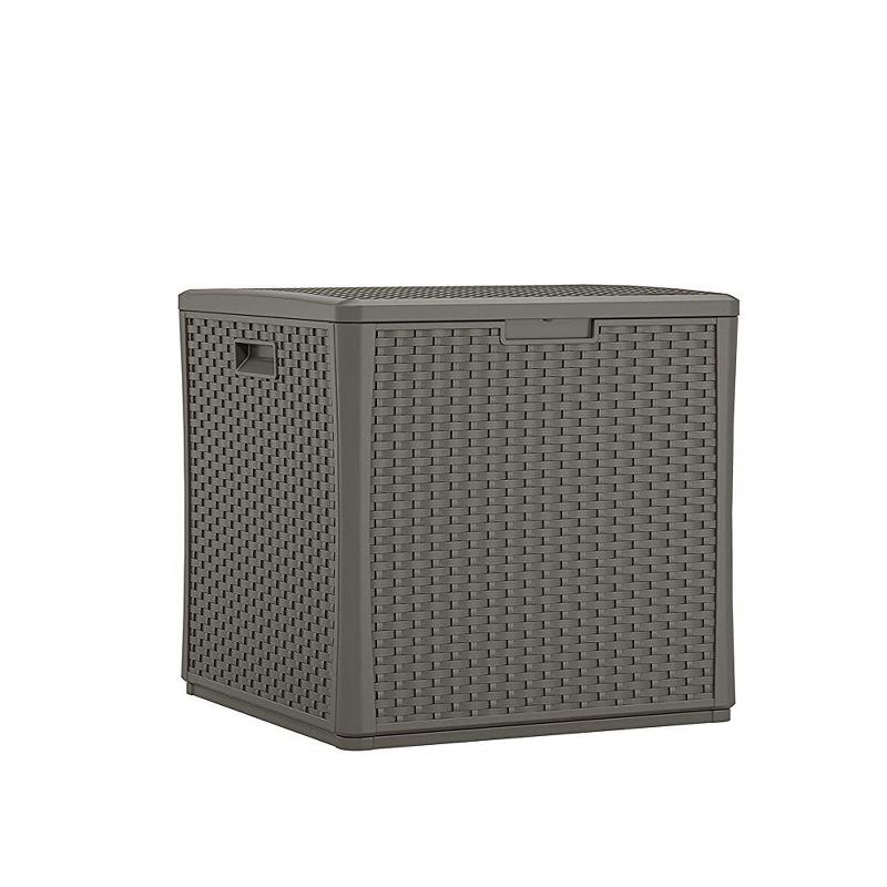 Suncast 60 Gallon Outdoor Storage Resin Wicker Design Cube Shape Patio Deck Box, 2 of 6