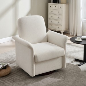 GDFStudio Sarah Modern 33.5" Rubber Wood and Fabric Upholstered Swivel Armchair - 1 of 4