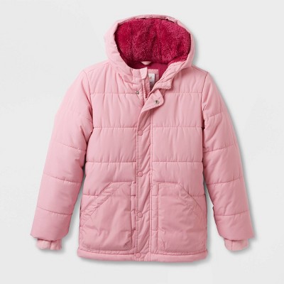 Girls' Solid Puffer Jacket - Cat & Jack™ Pink