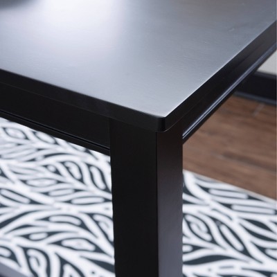 Black Rubberwood Pub Table Set with Faux Leather Stools