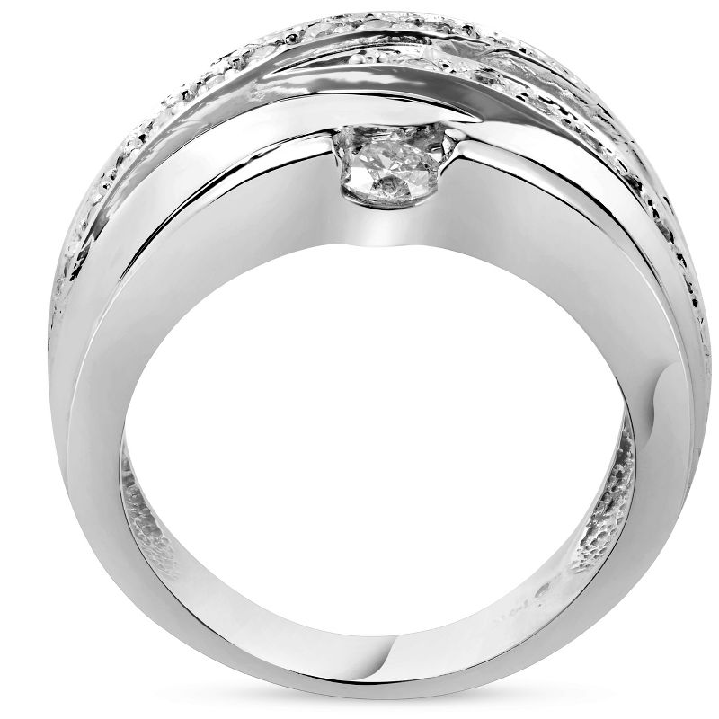 Pompeii3 3/4 ct Diamond Womens Wide Solitaire Right Hand Ring 14k White Gold Multirow, 2 of 5