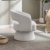 30.3" Velvet Swivel Barrel Chair with Open Back and 360° Pedestal Base for Living Room or Bedroom-Cuddlewood - 3 of 4
