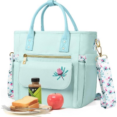 Deluxe Insulated Lunch Box Bag Women - Leakproof Waterproof Cooler with Multi Pockets Removable Strap for Work Picnic - Christmas Birthday Gifts