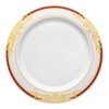 Smarty Had A Party 7.5" White w/ Burgundy and Gold Harmony Rim Plastic Salad Plates - 120 pcs - 2 of 4