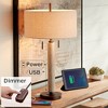 Franklin Iron Works Hugo Industrial Table Lamp 28 1/2" Tall Whitewashed Wood with USB Charging Port and Dimmer Oatmeal Fabric Shade for Bedroom House - 2 of 4