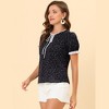 Allegra K Women's Tie Neck Short Sleeve Floral Blouse Tops - image 3 of 4