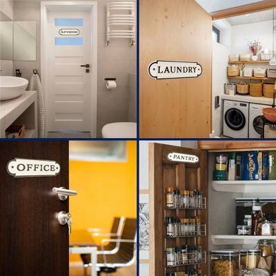 Rustic Cast Iron Door Plaques Set in Black and White