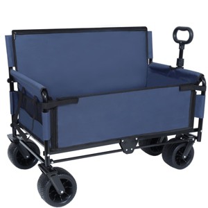 3-in-1 Folding Utility Wagon with Bench Seat, Heavy-Duty All-Terrain Cart with Fabric and 180L Storage Capacity-The Pop Home - 1 of 4