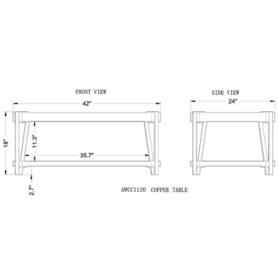 Ryegate Live Edge Natural Acacia Wood and Metal Rectangular Coffee Table