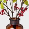 19" Red Berry in Amber Glass Artificial Arrangement - Hearth & Hand™ with Magnolia - 3 of 3