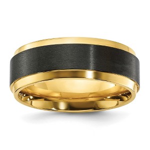 Chisel Black Zirconium Polished Yellow IP-plated with Brushed Center 8mm Band Ring - 1 of 4