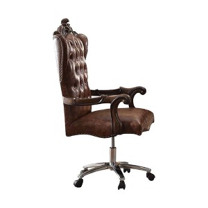 27" Versailles Active Sitting Chair Two Tone Light Brown PU and Cherry Oak - Acme Furniture: Faux Leather, Metal Frame, No Tools Assembly - 1 of 4