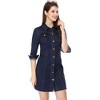 Allegra K Women's 3/4 Sleeve Button Down Denim Shirt Dress - image 3 of 4