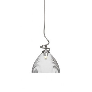 Toltec Lighting Capri 1 - Light Pendant in  Brushed Nickel with 10.75" Clear Ribbed Shade - 1 of 1