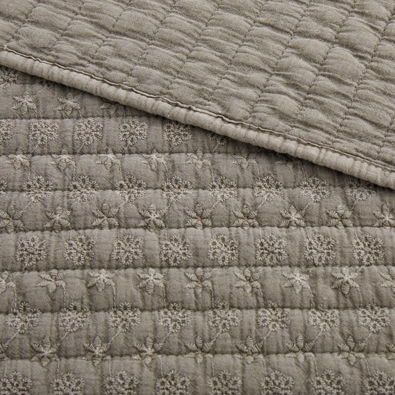 Eyelet Taupe Quilted Throw - Levtex Home, 4 of 5