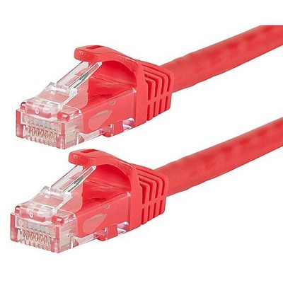 Monoprice Cat6 Ethernet Patch Cable - 0.5 Feet - Red | Network Internet Cord - RJ45, Stranded, 550Mhz, UTP, Pure Bare Copper Wire, 24AWG - Flexboot