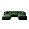 Elegant White Chenille  Sofa with Storage Seat and Ottoman, U-Shaped 3-Seater Cylindrical Backrest and Armrests - 3 of 4