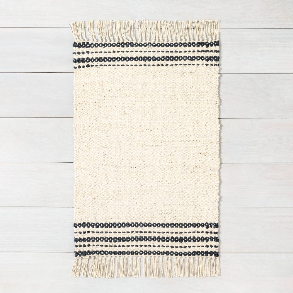 3' x 5' Stripe Jute Accent Rug Cream/Charcoal - Hearth & Hand™ with Magnolia