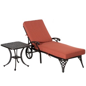 Outsunny Aluminum Adjustable Chaise Lounge Chair, Folding 4-Position Patio Recliner, Wheels, Armrests, Side Table, Cushion - 1 of 4