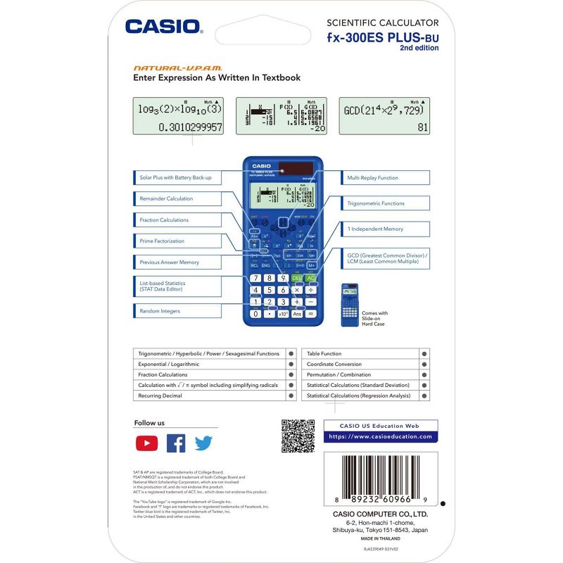 Casio FX-300 Scientific Calculator - Blue, 5 of 6