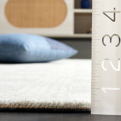 Ivory and Gray Round Handmade Tufted Wool Rug