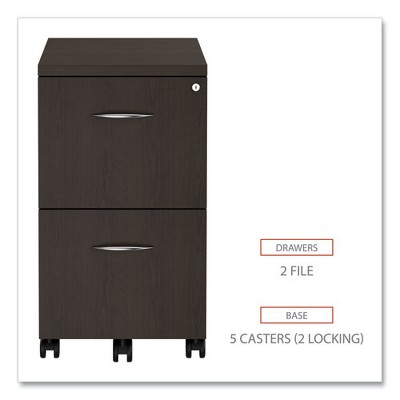 Espresso 2-Drawer Lockable Mobile Filing Cabinet