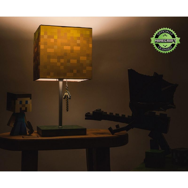 Ukonic Minecraft Grass Block Desk Lamp With Pickaxe 3D Puller | 14 Inches Tall, 4 of 7