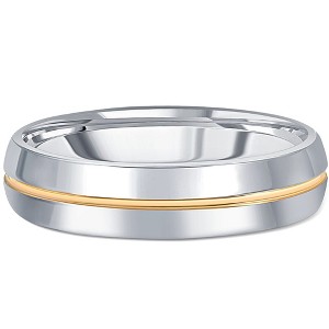 Pompeii3 Men's Polished Tungsten & Gold Plated Two Tone 6mm Ring Wedding Band - 1 of 4