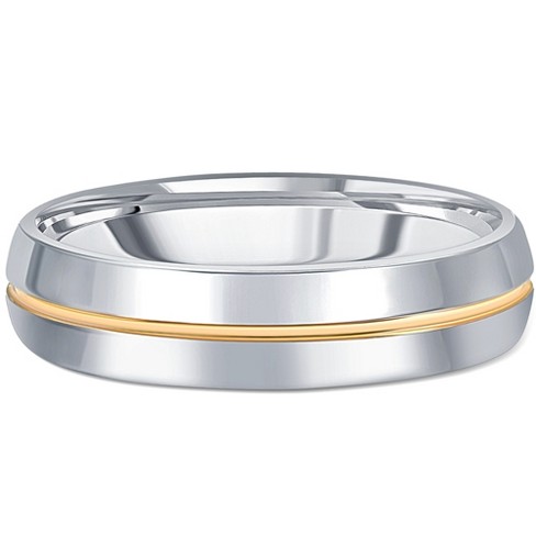 Pompeii3 Men's Polished Tungsten & Gold Plated Two Tone 6mm Ring Wedding Band - image 1 of 4