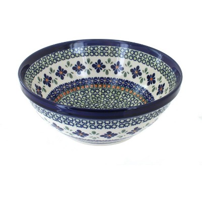 Blue Rose Polish Pottery Mosaic Flower Medium Serving Bowl