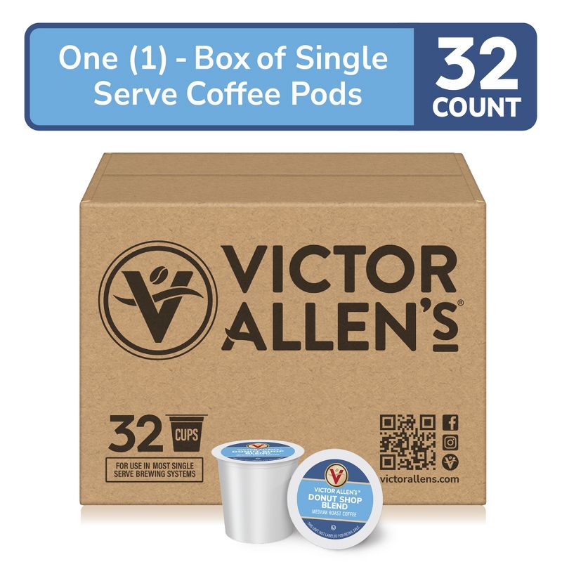 Victor Allen's Coffee Donut Shop Blend, Medium Roast, 32 Count, Single Serve Coffee Pods for Keurig K-Cup Brewers, 2 of 10