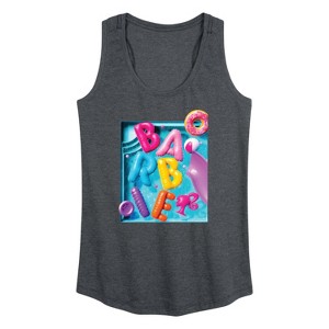 Women's Barbie Summer Pool Floaties Graphic Racerback Tank - Heather Charcoal - X-Large - 1 of 4