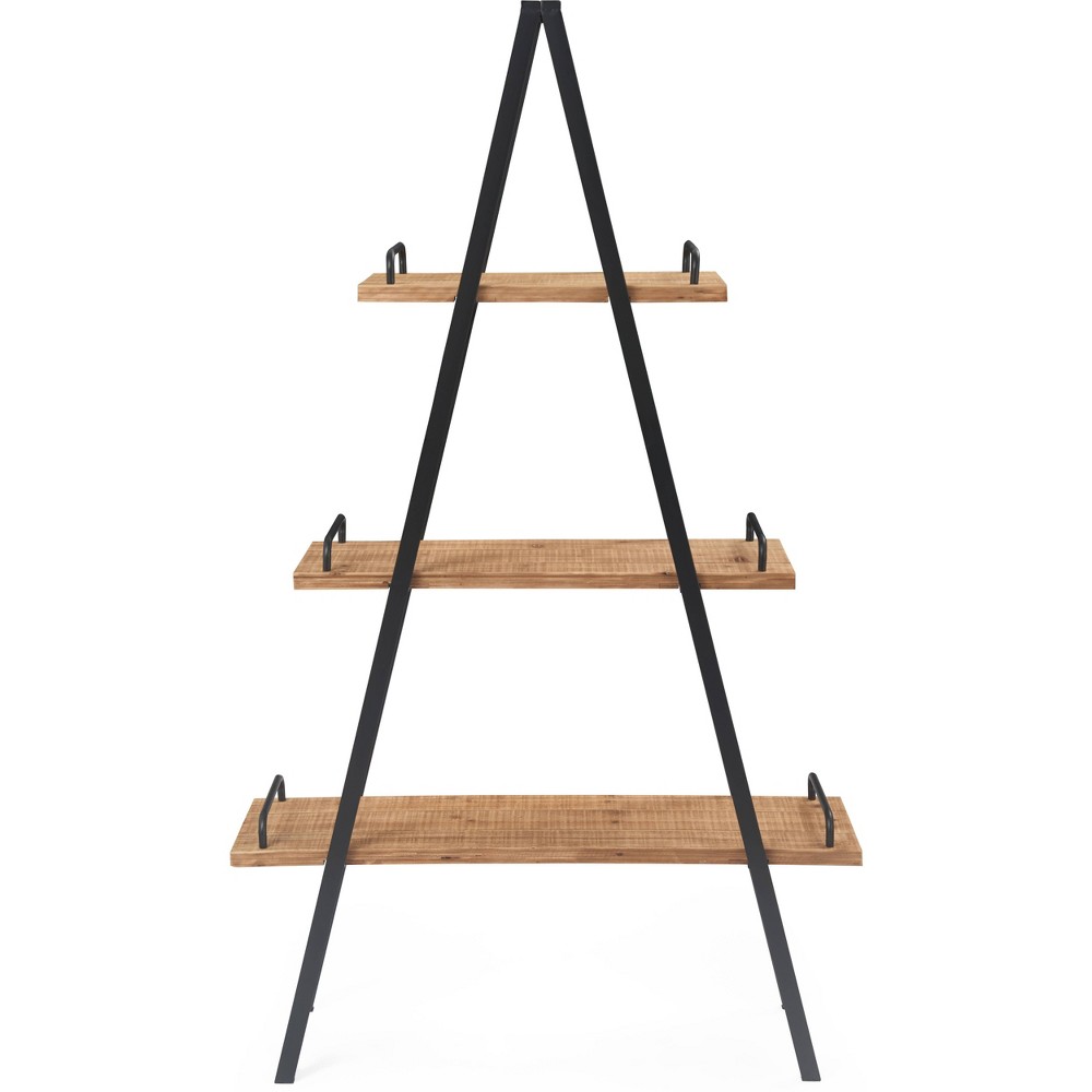 Photos - Garden & Outdoor Decoration 67" Morris A Frame Industrial Bookshelf Natural/Black - Finch: Metal Frame