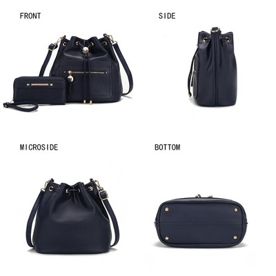 MKF Collection Larissa Vegan Leather Women’s Bucket Hobo Handbag with Wallet by Mia K- Charcoal — фото 7