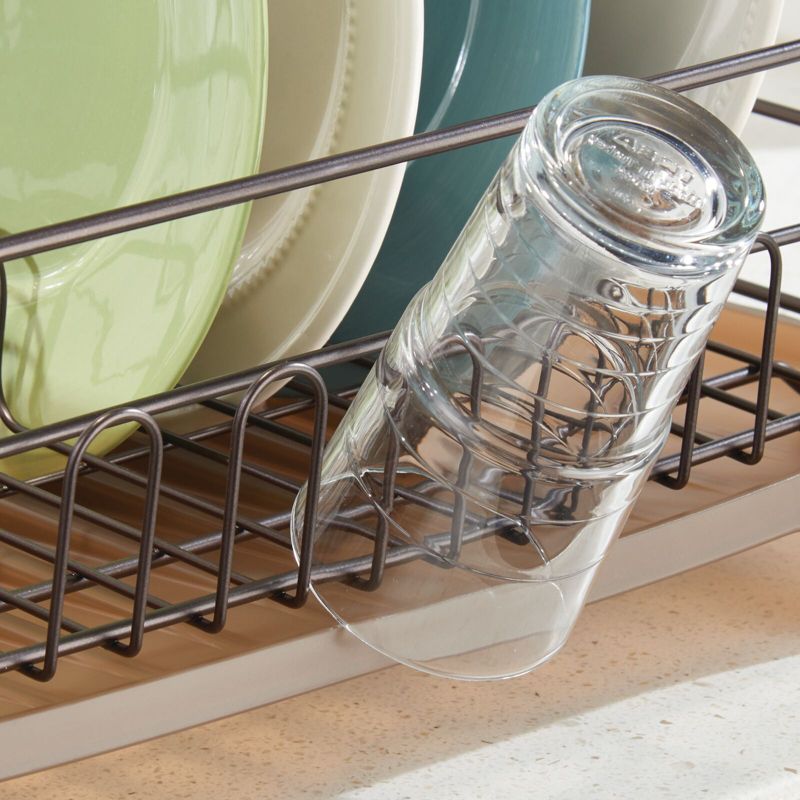 mDesign Alloy Steel Sink Dish Drying Rack Holder with Swivel Spout, 4 of 8
