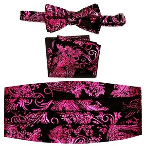 Gioberti Men's Adjustable Satin and Paisley Cummerbund Set - 1 of 3