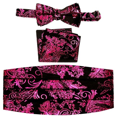 Gioberti Men's Adjustable Metallic Paisley Cummerbund Set, Black ...