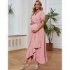 Coolmee Maternity Puff short Sleeve Maxi Dress V Neck Pregnancy Dresses for Baby Shower Photoshoot - 2 of 4