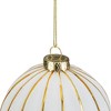 Northlight Gold Striped Christmas Glass Ball Ornament - 4" - White and Gold - 3 of 4