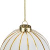 Northlight 4" Glittered White and Gold Striped Glass Christmas Ball Ornament - image 3 of 4