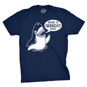 Mens Have A Great Day Shark T Shirt Funny Summer Vacation Tee For Guys - Crazy Dog Men's T Shirt - 1 of 4