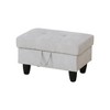 DOMETOUR Light Gray Fluffy Fabric Storage Ottoman for Living Room or Bedroom - 2 of 4