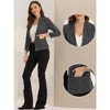 Allegra K Women's Long Sleeve Open Front Work Office Plaid Tweed Blazer - 2 of 4