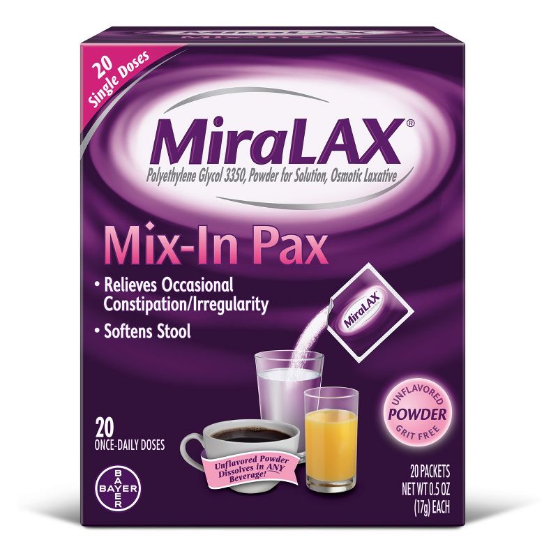 Miralax Mix-In Pax Laxative Single Dose Packets, 1 of 11