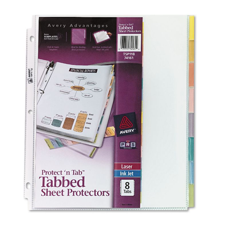 Avery Protect 'n Tab Top-Load Clear Sheet Protectors w/Eight Tabs Letter 74161, 2 of 6